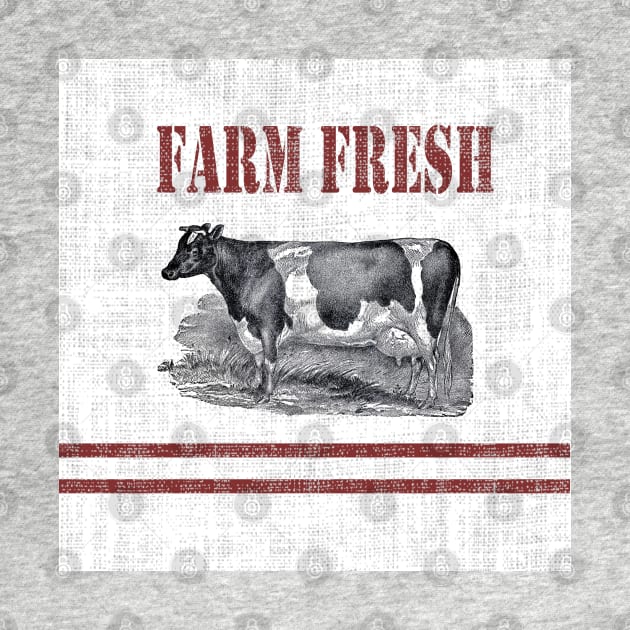 Farm fresh french country stripe burlap dairy cow by Tina